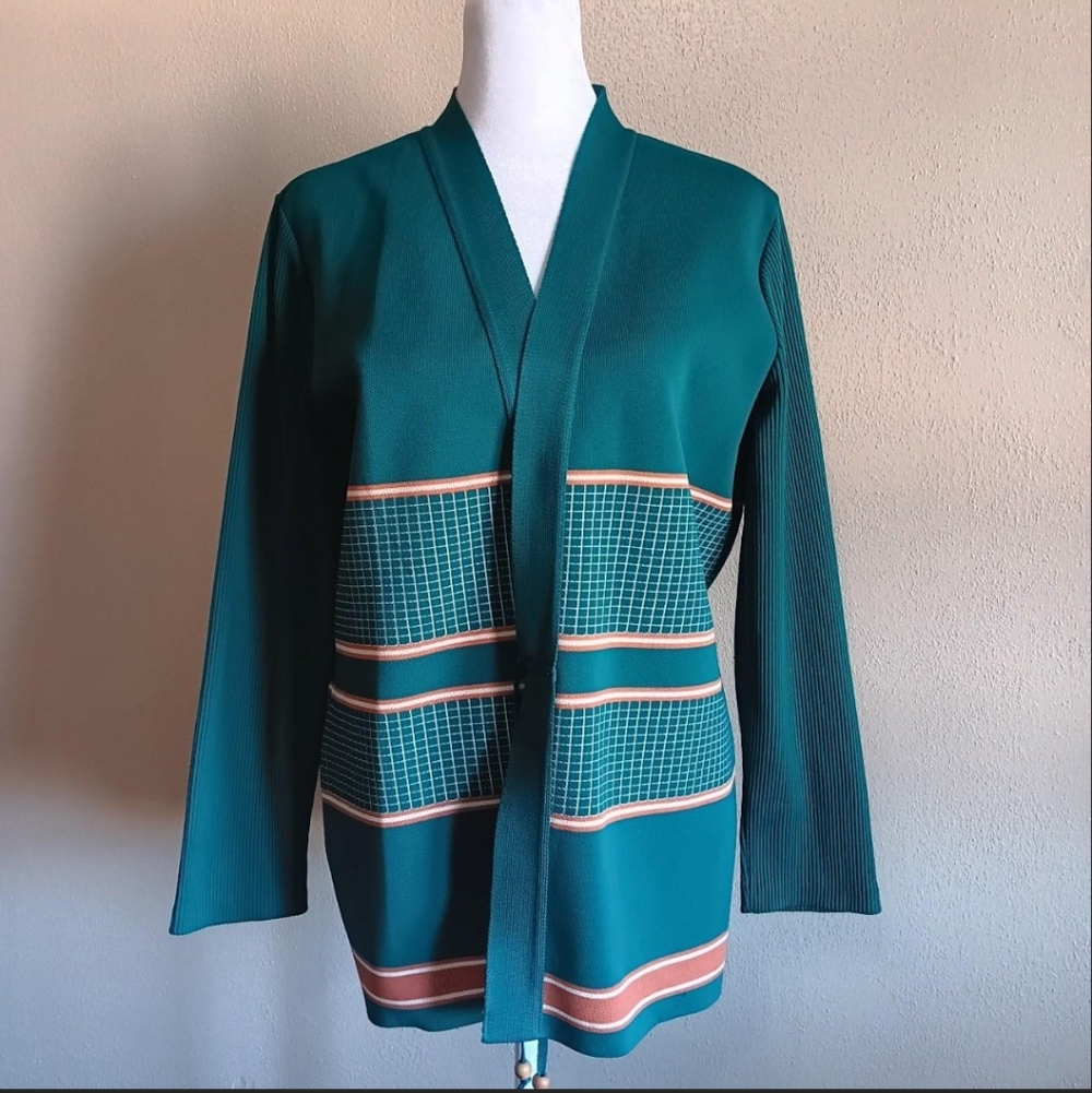 70s Boho Mod Hippie Vintage Size 16 Cardigan Sweater, Union Tags, Retro Winter